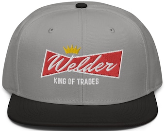 Welder King Snapback Hat: Embroidered Crown, Union Welder Gift, Graduation
