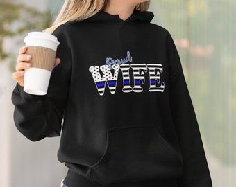 Tunn blå linje frutröja, Back The Blue, polisfrupresent, Blue Line-hoodie, polisfrutröja, LEO frupresent, polisfrupresent