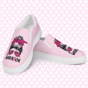 Breast Cancer Awareness Shoes, Pink Ribbon Shoes, Breast Cancer Gift, Breast Cancer Survivor, Custom Slip-on Shoes, Breast Cancer Warrior