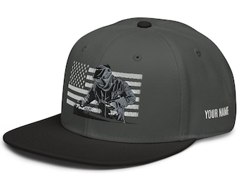 Welder Hat, Personalized Hat, Welder Snapback Hat, Welder Gift, Union Welder, Welder Dad Gift, Welder, American Flag Hat, Pipefitter Hat