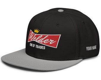 Personalized Welder Hat: King Of Trades Embroidered Snapback