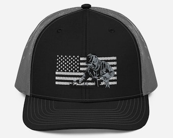 Welder Trucker Hat, Richardson 112, Welder Gift, American Welder Hat, Embroidered Trucker Hat, Welder Hat, Snapback Trucker Hat