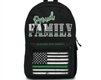 Mochila Thin Green Line: Orgullosa familia militar, poliéster ligero e impermeable.