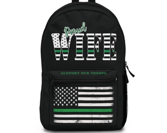 Mochila Línea Verde Delgada: Orgullosa esposa de militar, apoya a nuestras tropas