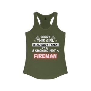 Fireman Wife Tank, Fireman Girlfriend Tank Top, Thin Red Line Apparel, Smokin&#39; Hot Fireman Tank, Firefighter Girlfriend Gift, Thin Red Line