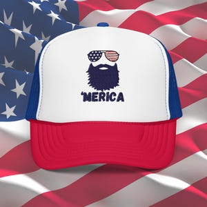4th of July Hat, Merica Hat, Red White and Blue Hat, Independence Day, Merica, USA, Bearded Dad Hat, Fourth of July