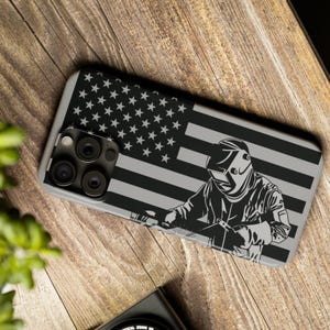 American Welder iPhone Case: American Flag, Impact-Resistant, Welder Gifts