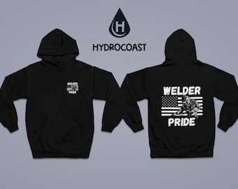 Welder Pride Hoodie: American Flag, Unisex Heavy Blend