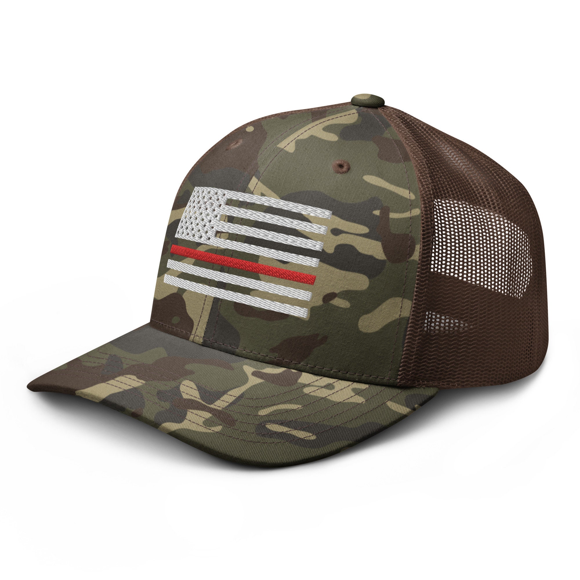 Thin Red Line Trucker Hat: Camo Firefighter Gift - Etsy