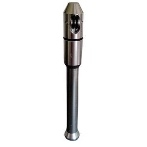 May include: A silver-colored metal tool with a cylindrical body and a rounded base. The top section has a unique design with a small opening and a rotating mechanism. The tool is designed for a specific purpose.