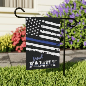Thin Blue Line Banner, Thin Blue Line Garden Flag, Police Officer Family Garden Flag, Thin Blue Line Gift, Proud Thin Blue Line Family