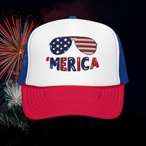 4th of July Hat, Patriotic Trucker Hat, Independence Day Hat, Fourth of July, &#39;Merica, USA Hat, &#39;Merica Hat, American Flag Hat, Dad Gift