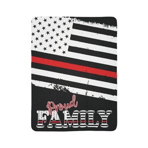 Thin Red Line Blanket, Sherpa Blanket, Red Line Family, First Responder Gift, Firefighter Blanket, Firefighter Family Gift, Thin Red Line