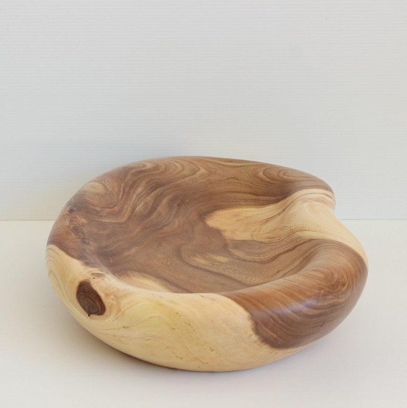 Large Wooden Fruit Bowl Decorative Wood Bowl Hand Carved Etsy Canada