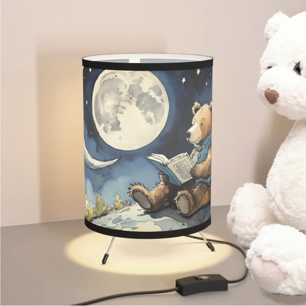 Book Lamp Teddy Bear Table Lamp Sleepy Bear Book Light Children's Bedside Nightlight Woodland Reading Light
