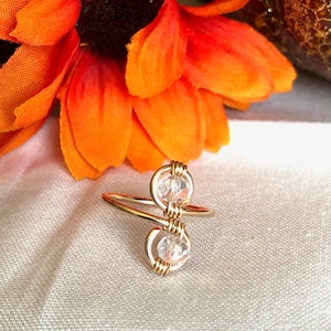 Swarovski Crystal & 14k Gold Ring/Toe Ring Adjustable
