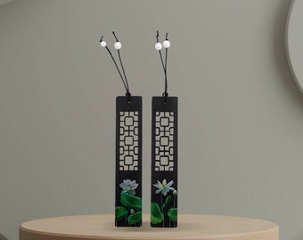 Segnalibro ecologico Set in legno -due fiori- Alta qualità, perfetto per gli amanti dei libri