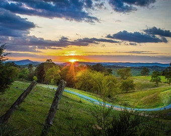 Stunning Sunset Over the Mountains | Sunset Photography | Blue Ridge Mountains | Rural Photography | Sunset Wall Art | Vibrant Photography