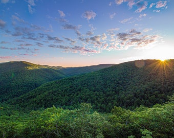 Blue Ridge Mountain Photograph at Sunset | Virginia Photography | East Coast Mountains | Blue Ridge Parkway | Sunset Over the Mountains