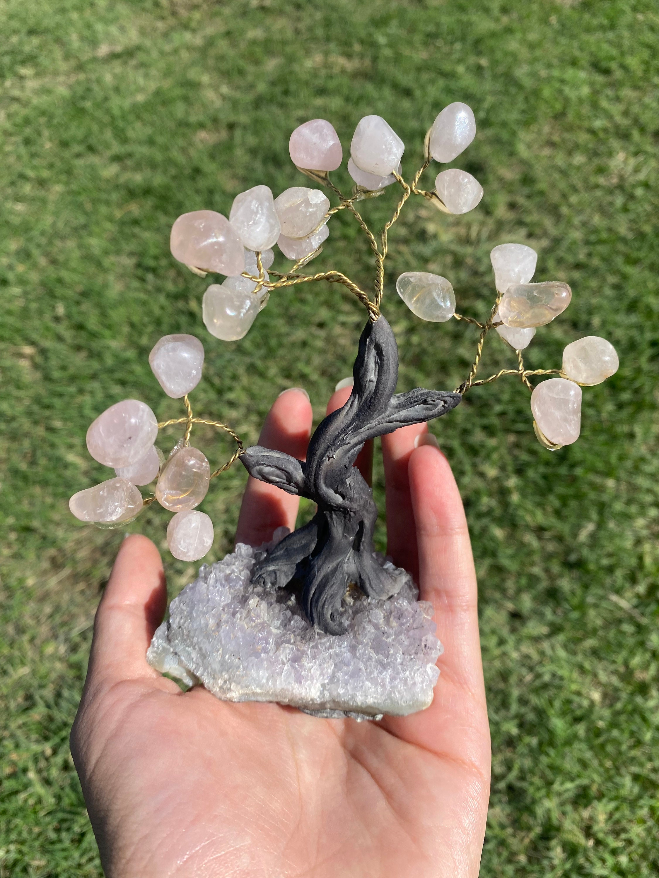 mookaitedecor Natural Amethyst Money Tree,Gemstone Feng Shui Ornaments