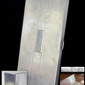 1930s Art Deco WATSON silver cigarette case, RARE 20-size 7" & 204g sterling -no MONO