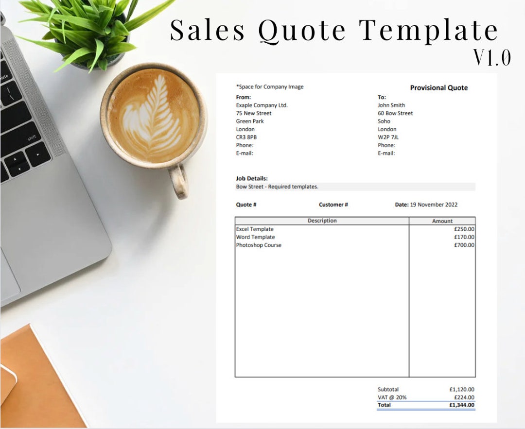 Sales Quote Quote Template Job Quote Quotation Price Quote Job Proposal Template Business Small