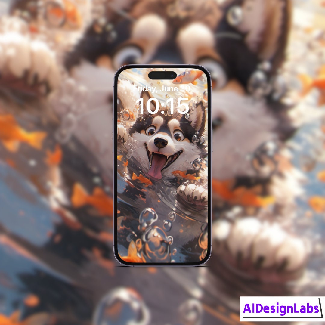 Husky Dog nada bajo el agua / iPhone Wallpaper / Cute Dog Wallpaper /  Summer Wallpaper / Descarga digital / Smartphone Wallpaper - Etsy México, image size:1080x1080