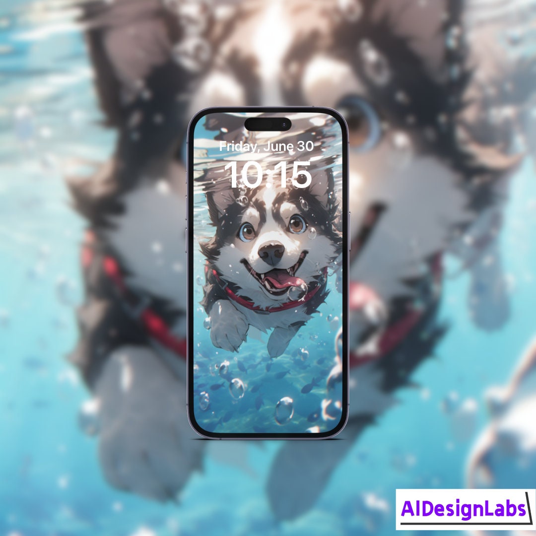 Husky Dog nada bajo el agua / iPhone Wallpaper / Cute Dog Wallpaper /  Summer Wallpaper / Descarga digital / Smartphone Wallpaper - Etsy México, image size:1080x1080