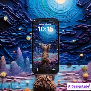 Van Gogh Inspired Wallpaper | iPhone Wallpaper | Digital Download | Smartphone Wallpaper | Dog Wallpaper