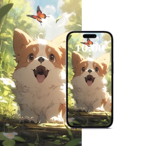 Cute Dog Inspired by Fairy Tale Wallpaper | iPhone Wallpaper | Summer Wallpaper | Digital Download | Smartphone Wallpaper |Soothing