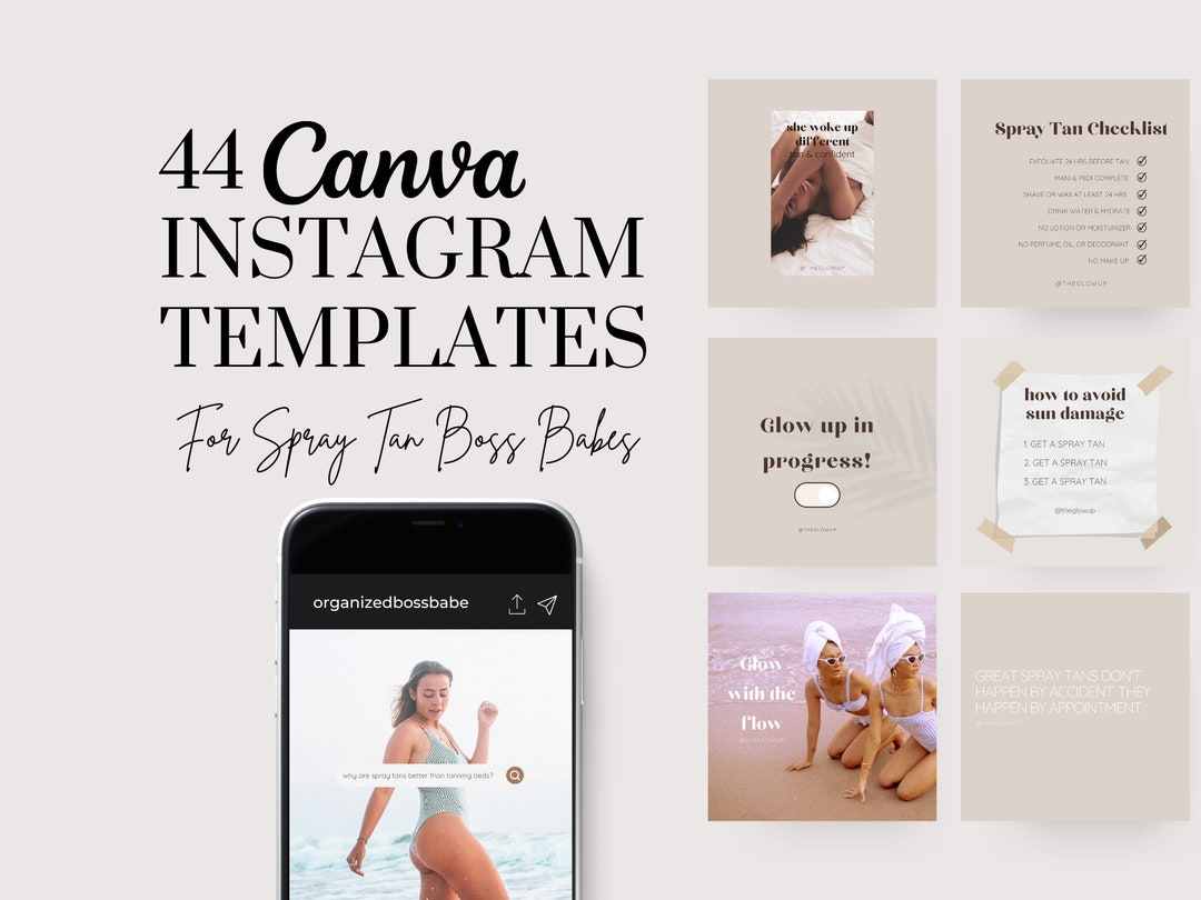 Spray Tan Instagram Post Templates Spray Tan Quotes Canva Templates Modern, Tan, Neutral