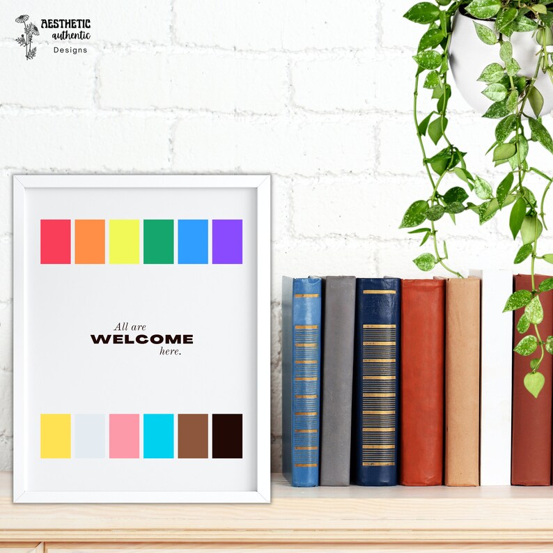 All Are Welcome Here Printable LGBTQ Welcome Sign Wall Art - Etsy