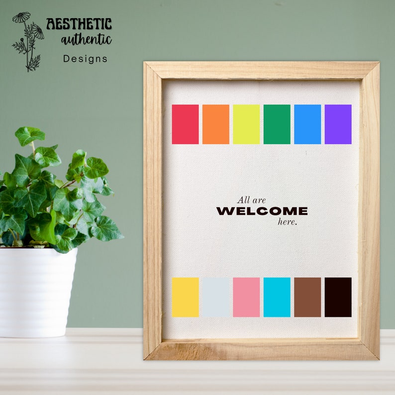 All Are Welcome Here Printable LGBTQ Welcome Sign Wall Art - Etsy