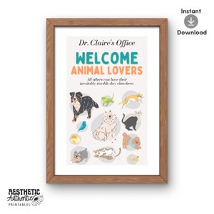 Personalized Animal Lovers Printable Sign | Pet Lovers Gift for Home | Veterinary Wall Art or Veterinary Clinic Decor | Dog Poster Download