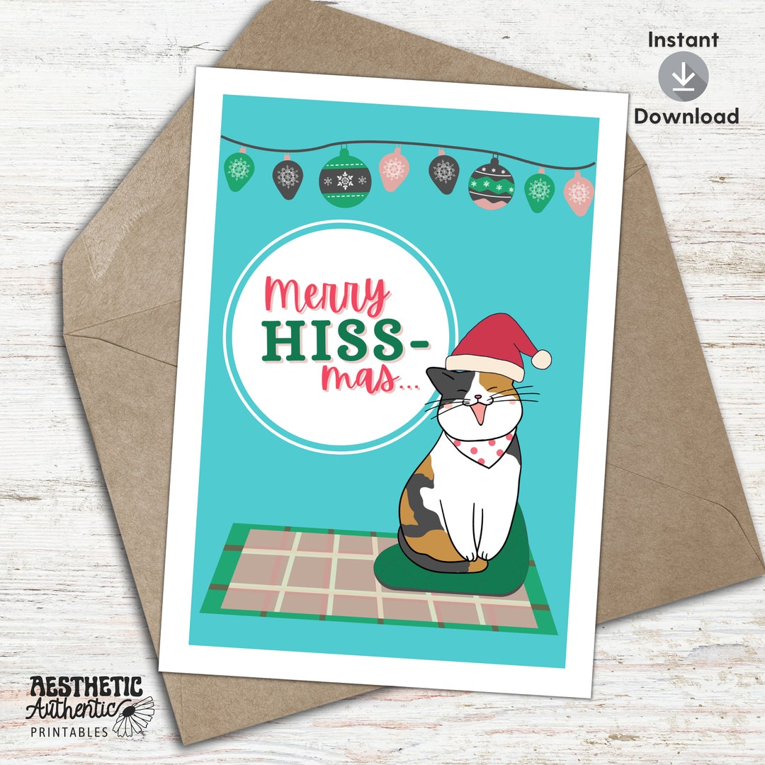 Cat Christmas Card Printable Adorable Cats Xmas Cards Colorful Etsy cat-christmas-card-printable-adorable-cats-xmas-cards-colorful-etsy