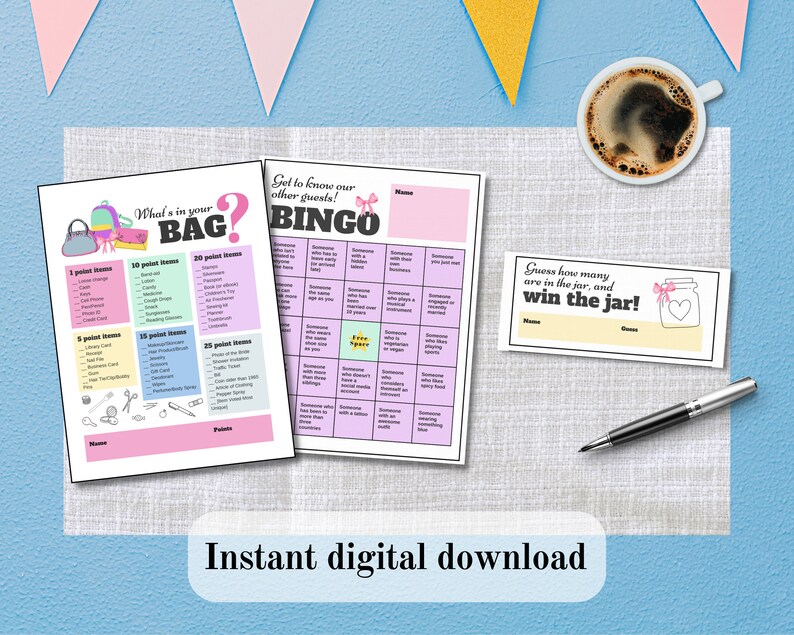 Cute Party Games Printables for Baby Shower, Bridal Shower, or Any ...