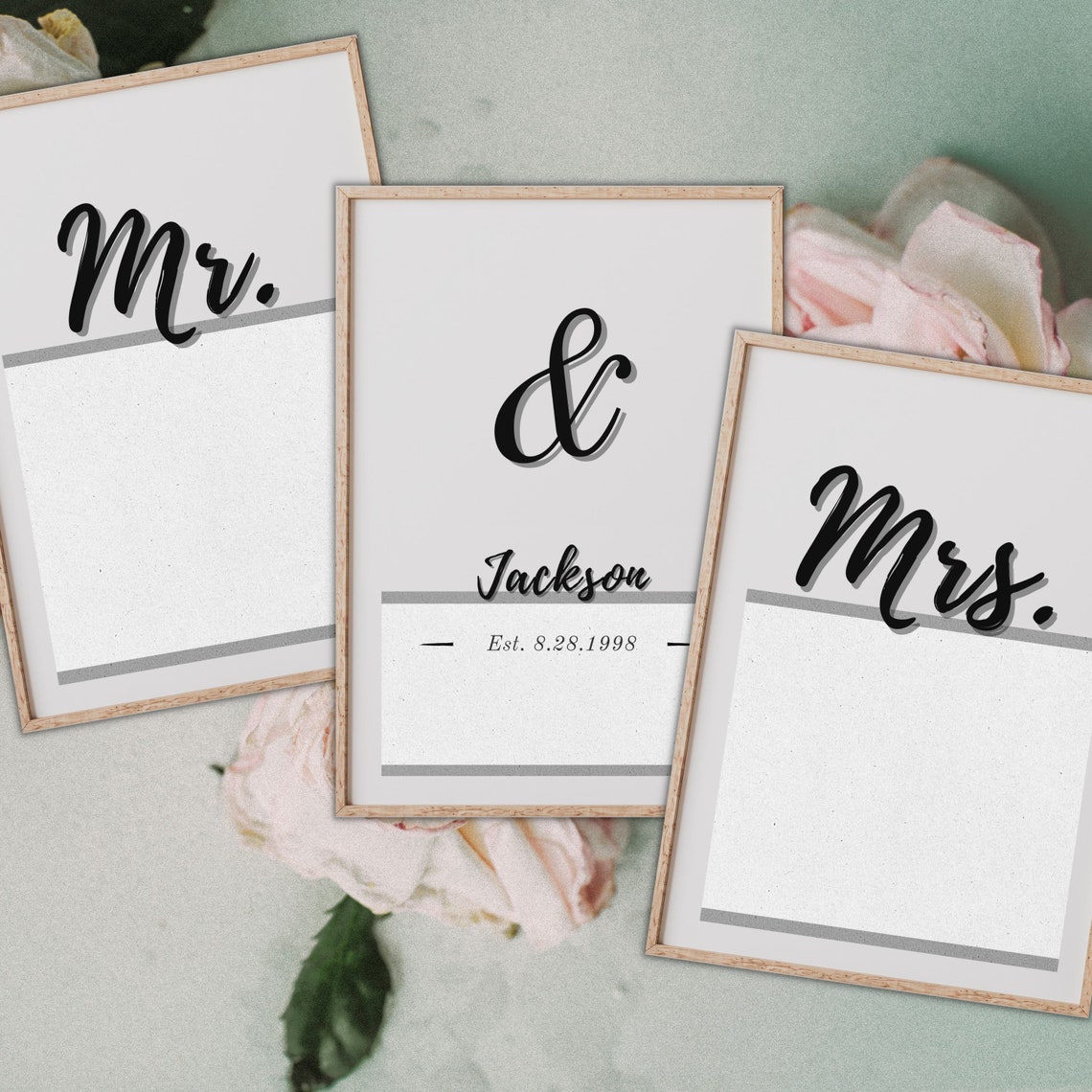 Personalized Couple Wall Art Set of 3 Minimalist Style Etsy