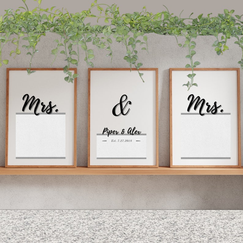 Personalized Couple Wall Art Set of 3 Minimalist Style Etsy