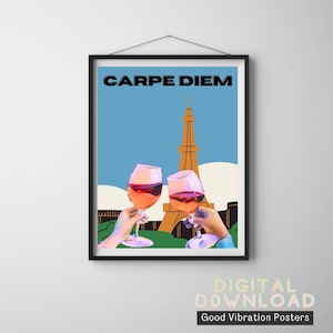 Digital Download - Carpe Diem, French Cafe Art, Paris Art, French Sayings