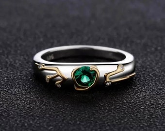 Zelda Zora's Emerald Ring-Kokiri's Emerald Ring-Goron's Ring-Sterling 925 Silver Ring-Couple Ring Set-Zelda Breath of Wild Ring-Anime