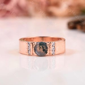 Moss agate engagement ring twist ring solitaire ring Bezels ring Round ring art deco ring promise ring anniversary ring promise ring