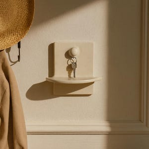 Handmade Ceramic Key Holder with Shelf: Home Decor Organizer