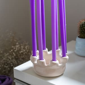 Handmade Pottery Candlestick: Unique Eight Candle Holder Gift
