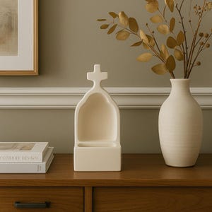 Handmade Ceramic Altar Shelf: Catholic Charm & Candle Holder - Istanbul Artisan