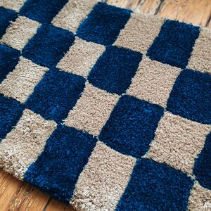 Checkered Tufted Rug Fluffy Salon Decor Rug Wall Hanging Tiny Rug image 6