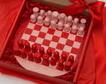 Handmade Ceramic Chess Set with Unique Board: Artisan Gift