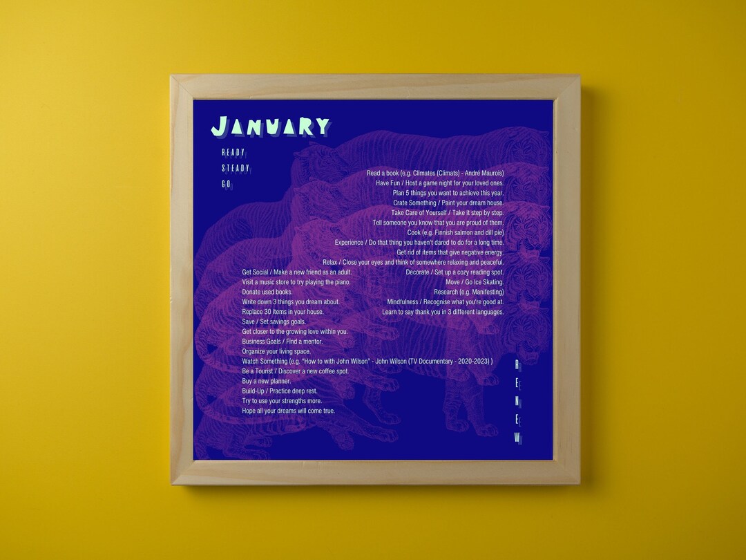 2025 Motivational Wall Calendar in Frame Yearly Planner & Inspirational Poster Unique Gift Etsy