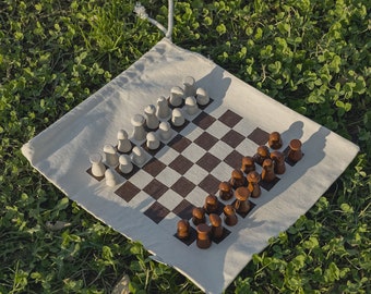 Chess Set with Chess Bag • Luxury Personalized Gift • Handmade Christmas Gifts