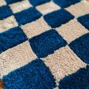 Checkered Tufted Rug Fluffy Salon Decor Rug Wall Hanging Tiny Rug image 2