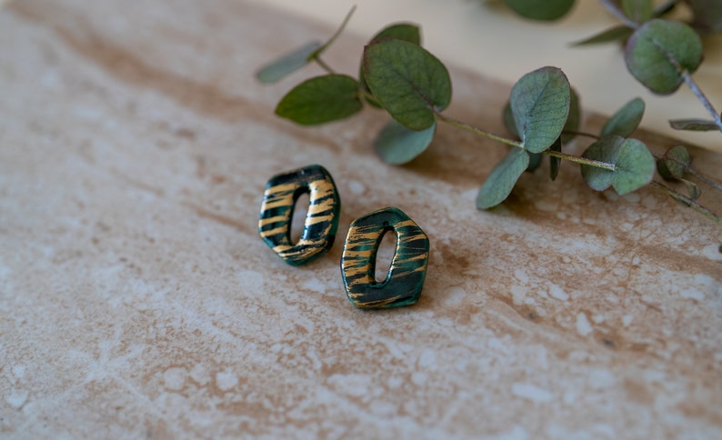 Handmade Jewelry Stud Earrings Ceramic Earrings image 3